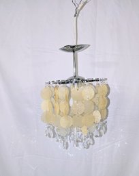 Chrome And Round Glitter Plastic Circle & Hanging Acrylic Crystal Chandelier - 1 Of 2