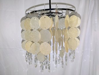 Chrome And Round Glitter Plastic Circle & Hanging Acrylic Crystal Chandelier - 2 Of 2