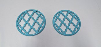 Pair Of Turquois Iron Trivets