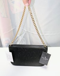 Kate Spade Glimmer Glitter Pochette Bag With Detachable Strap. Black KE453, New With Tag