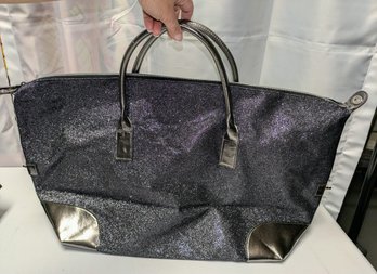 Large Gunmetal Glitter Fabric Tote Bag