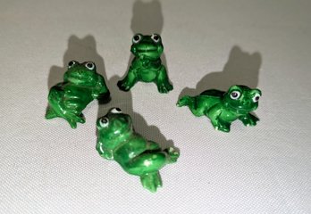 Lot Of 4 Vintage Miniature Ceramic Frog Figurines