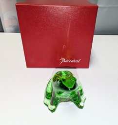 Vintage Baccarat, France Crystal Green Frog - With The Original Box