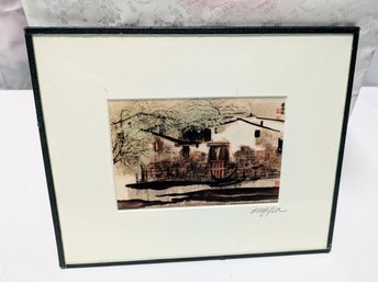 Pencil Signed And Framed Lin Yun Watercolor