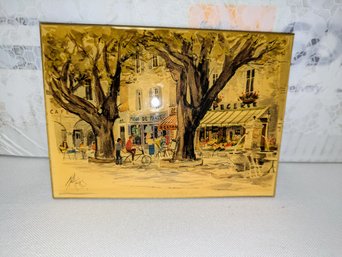 Signed Print On Metal Sealed With Acrylic Coating - Small Town Scene