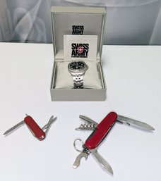 Swiss Army Watch & 2 Swiss Army Knives