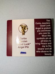 Vintage Corbo Golden 'Good Luck' Angel Pin