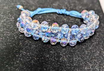 Vintage Adjustable Blue Rhinestone Bracelet