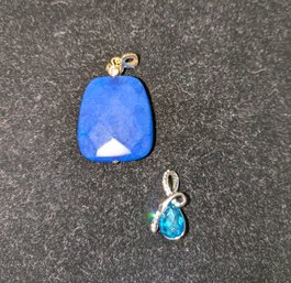 Lot Of 2 Blue Pendants (No Chains)