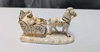 Vintage Lenox Mistletoe Park 2007 Village Horse & Sleigh- No Box - 1 Of 2