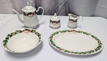 Vintage 1990 Sango Noel China Serving Set (5 Pieces)