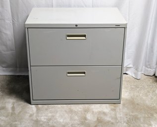 HON White 2 Drawer Filing Cabinet (NO KEYS)