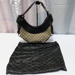 Vintage Gucci Monogram Half Moon Hobo Dark Brown