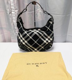 Burberry Black/White Nova Check Canvas And Leather Buckle Hobo