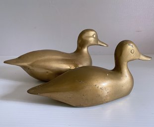 Pair Of Large Brass Ducks