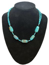 Beautiful Sterling Silver / Turquoise Color Native American Necklace