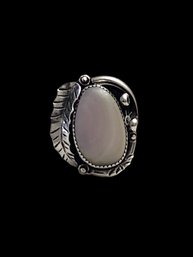 Vintage Native American Sterling Silver Mother Of Pearl Ring, Size 8