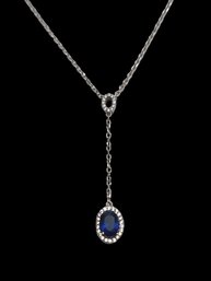 Vintage Sterling Silver Blue Sapphire Necklace