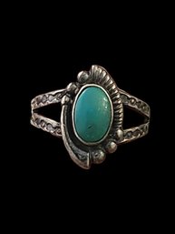 Vintage Native American Sterling Silver Turquoise Ring, Size 5