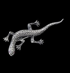 Vintage Sterling Silver Marcasite Lizard Brooch/Pin