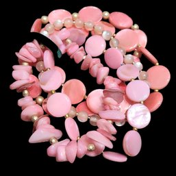 FIVE (5) Pink Beaded Bracelets