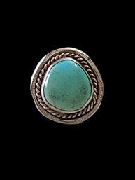 Vintage Native American Sterling Silver Turquoise Ring, Size 7.5