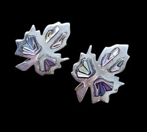 Sterling Silver Abalone Earrings Taxco Mexico