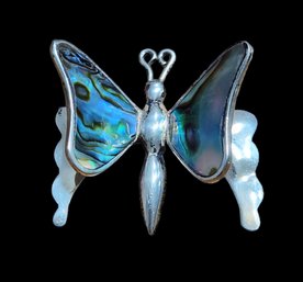 Sterling Silver Abalone Taxco Mexico Butterfly Brooch