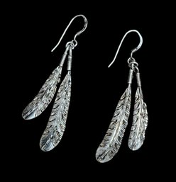 Sterling Silver Native American Style Feather Earrings