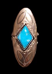 Navajo Running Bear Sterling Silver Ring With Natural Patina