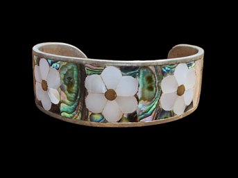 Beautiful Abalone Flower Bracelet From Mexico