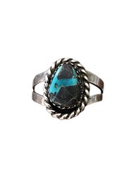 Vintage Native American Sterling Silver Turquoise Ring, Size 7.5