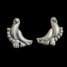Vintage Sterling Silver Screw On Bird Earrings