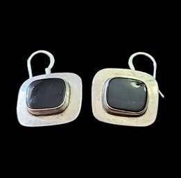 Vintage Sterling Silver Onyx Color Earrings