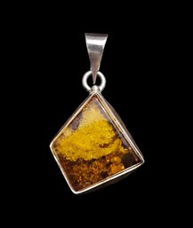 Vintage Artisan Sterling Silver Butterscotch Amber Pendant