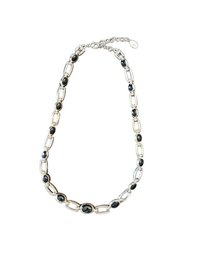 Silver Tone And Black Necklace