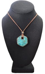 Vintage Sterling Silver Leather Reversible Blue/ Turquoise Color Necklace