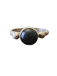 Beautiful Vintage Taxco Mexico Designer C. Hernandez Sterling Silver Onyx Color Ring, Size 7.5