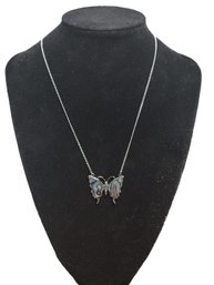 Silver And Nickel Butterfly Pendant On Chain