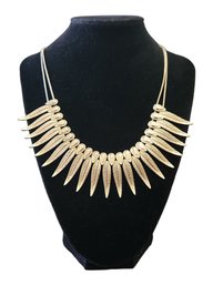 Gold Tone Necklace With Feather Pendants