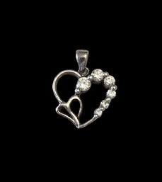 Vintage Sterling Silver CZ Heart Pendant