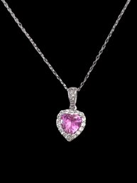 Vintage Jacmel Sterling Silver Pink Sapphire Heart Necklace