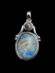 Vintage Blue/Brown Agate Stone Pendant