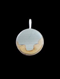 Vintage Sterling Silver Polished Agate Stone Pendant