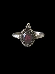 Vintage Sterling Silver Ruby Color Ring, Size 7