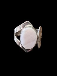 Vintage Sterling Silver Mother Of Pearl Adjustable Ring, Size 6.5