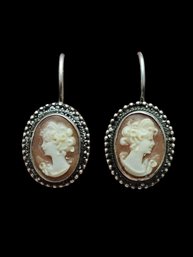 Vintage Sterling Silver Cameo Earrings