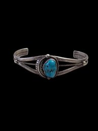 Gorgeous Vintage Joe L. Gray Navajo Native American Sterling Silver Turquoise Bracelet