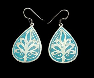 Southwestern Style Sterling Silver And Blue Earrings