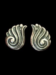 Beautiful Old Vintage Sterling Silver Screw On Earrings